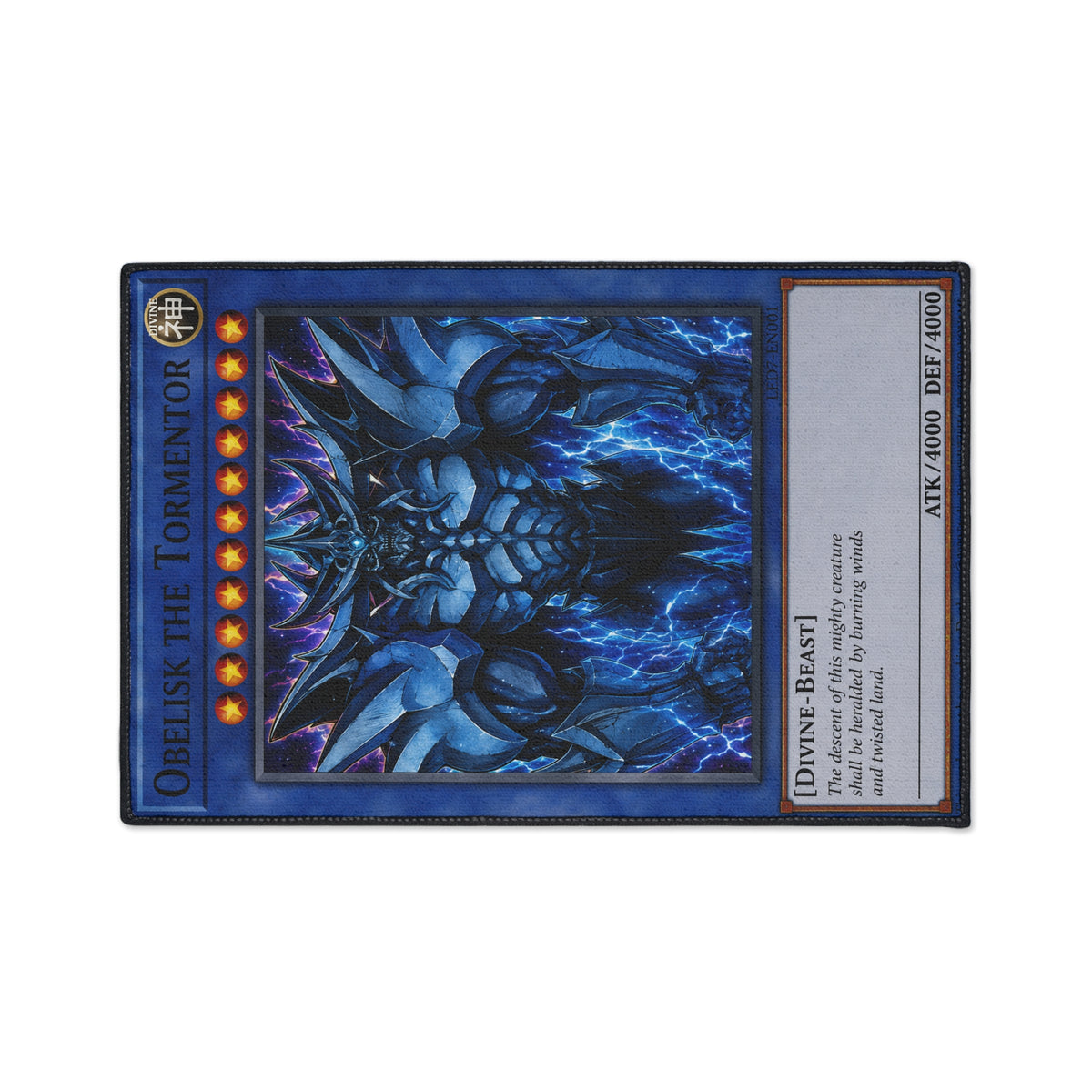 Yu Gi Oh Inspired Obelisk the Tormentor Heavy Duty Floor Mat | Card Game Art Playmat