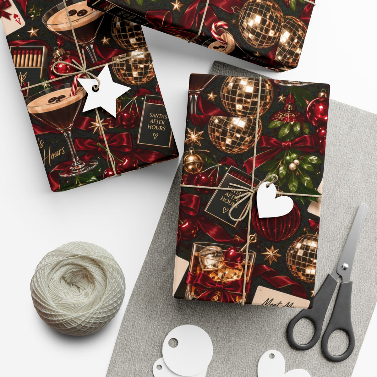 Santa’s After Hours Christmas Wrapping Paper – Naughty Cocktail & Luxury Holiday Gift Wrap