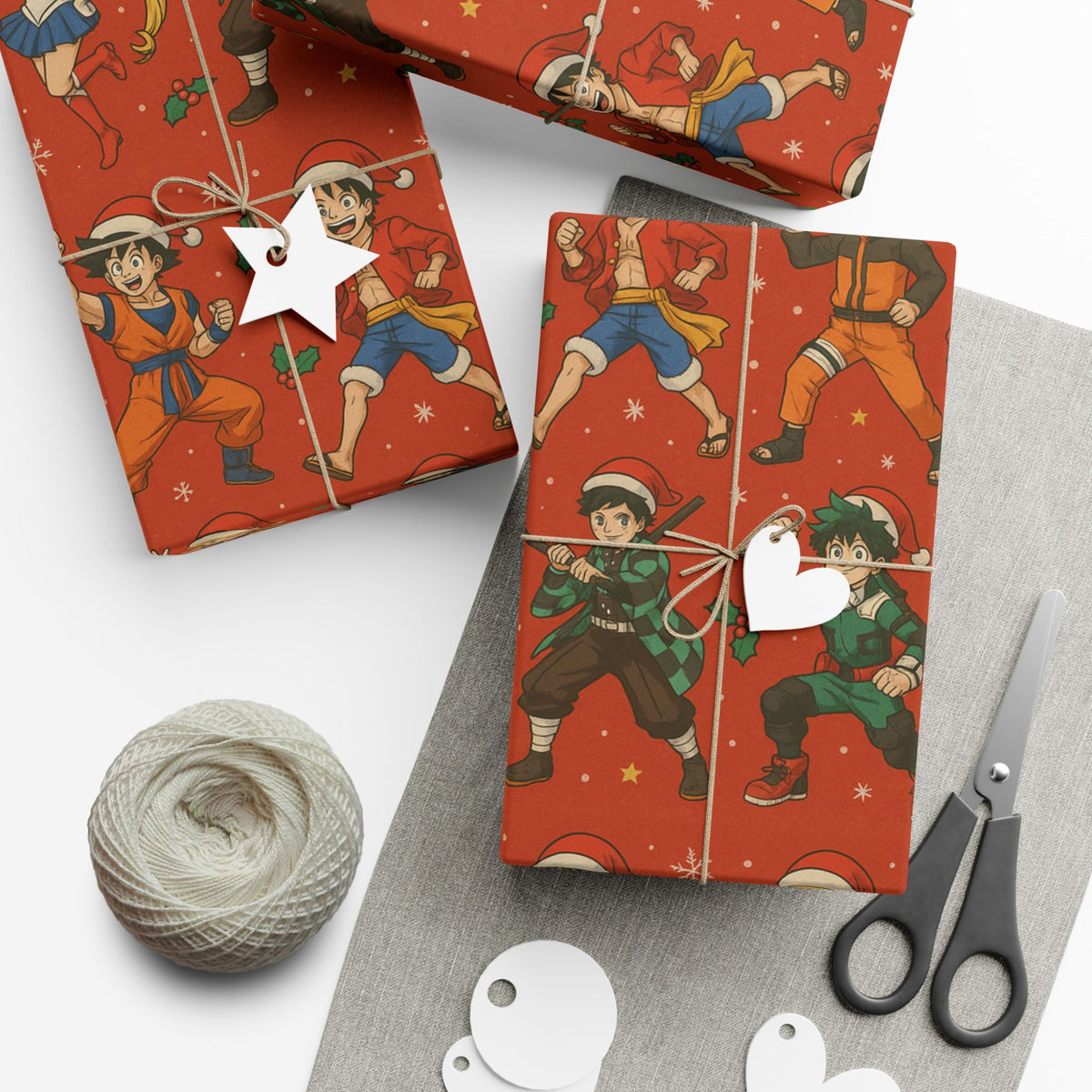 Christmas Anime Wrapping Paper, Festive Gift Wrap Papers for Holidays, Cute Xmas Wrapping Sheets, Unique Present Packaging Supplies, Cartoon