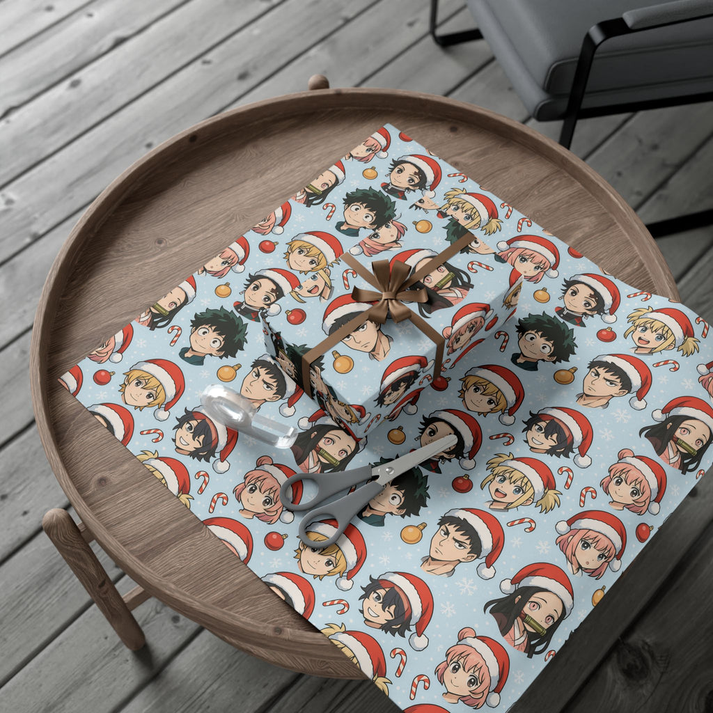 Christmas Anime Wrapping Paper, Festive Gift Wrap Papers for Holidays, Cute Xmas Wrapping Sheets, Unique Present Packaging Supplies, Cartoon