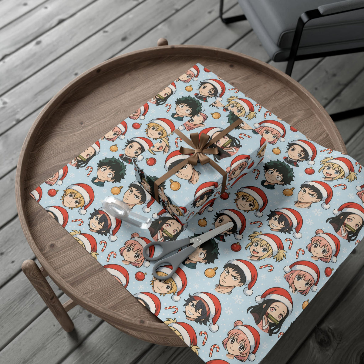 Christmas Anime Wrapping Paper, Festive Gift Wrap Papers for Holidays, Cute Xmas Wrapping Sheets, Unique Present Packaging Supplies, Cartoon