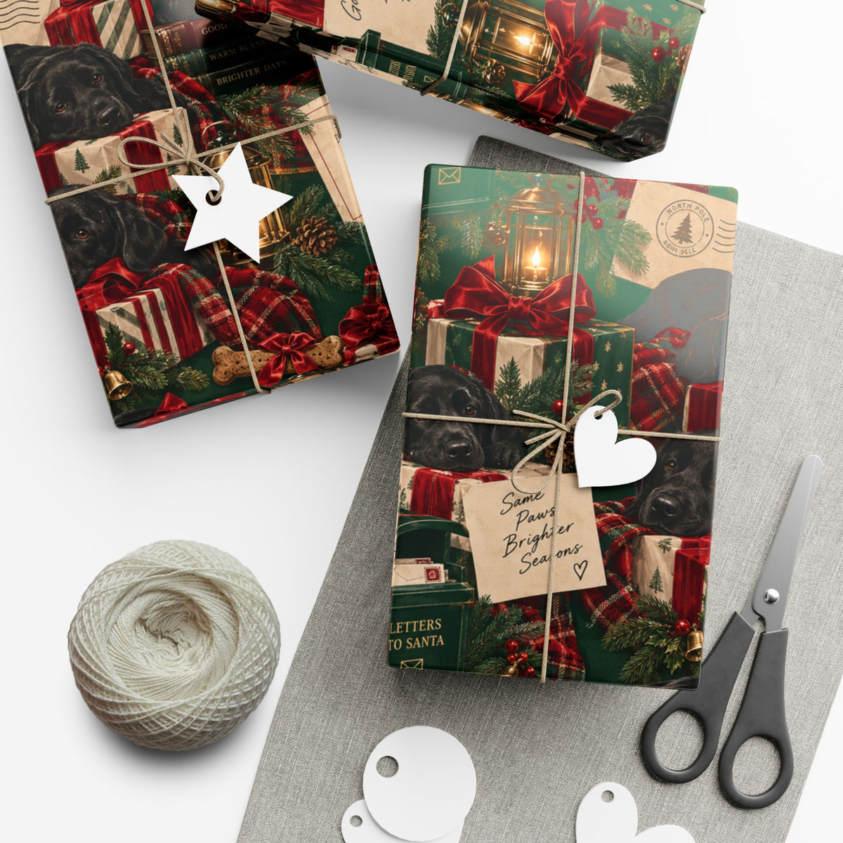 Santa Loves Good Dogs Christmas Wrapping Paper – Cozy Holiday Puppy Gift Wrap