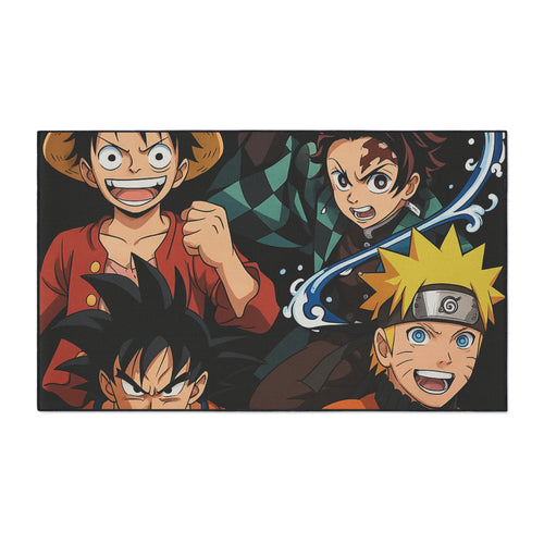 Anime Gift Heroes Group Floor Mat | Luffy Goku Tanjiro Naruto Rug