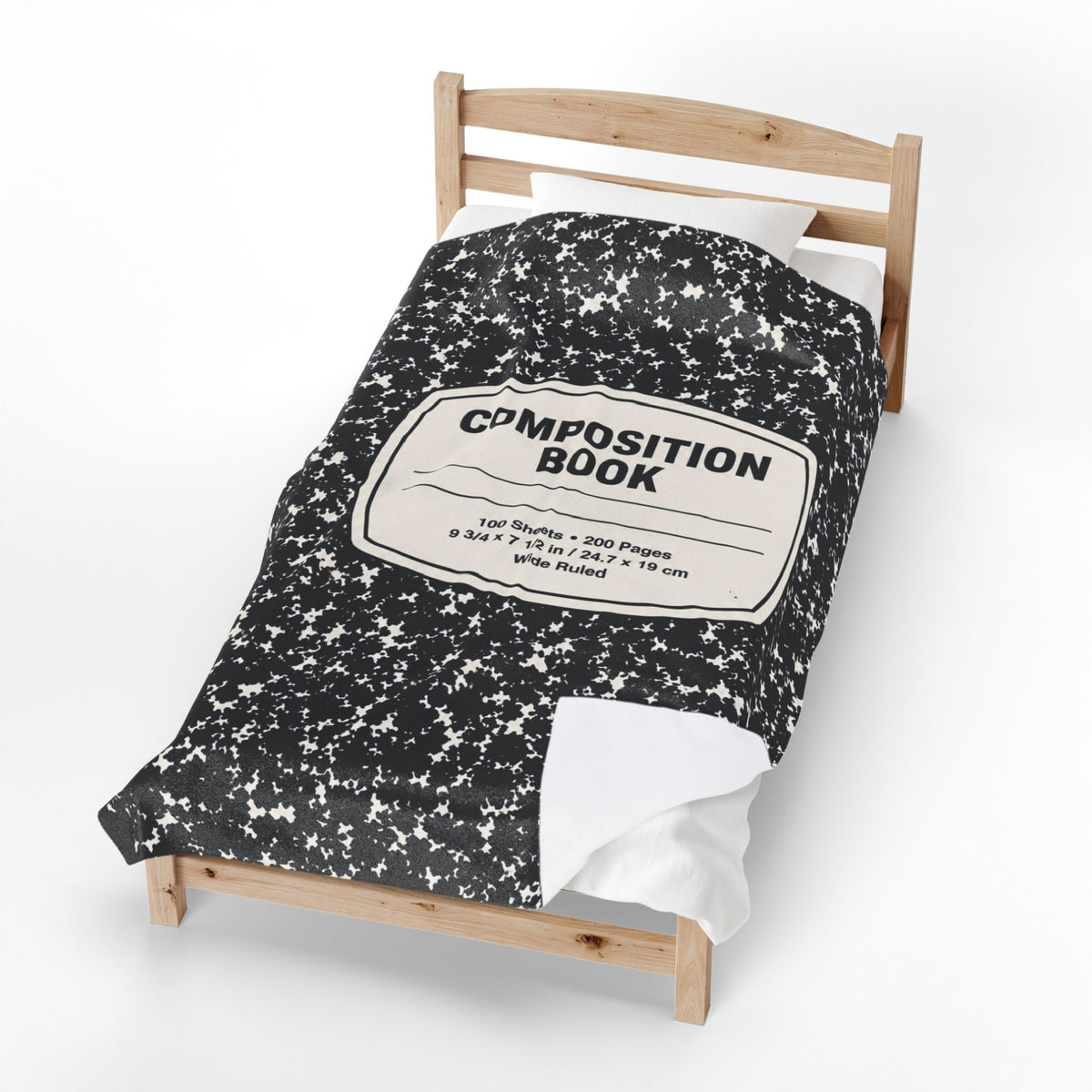 Composition Book Cover Velveteen Blanket | Black Marble Notebook Pattern