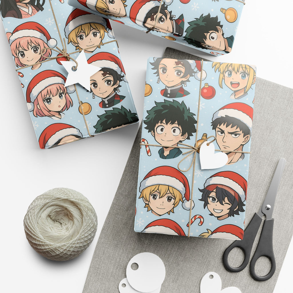 Christmas Anime Wrapping Paper, Festive Gift Wrap Papers for Holidays, Cute Xmas Wrapping Sheets, Unique Present Packaging Supplies, Cartoon