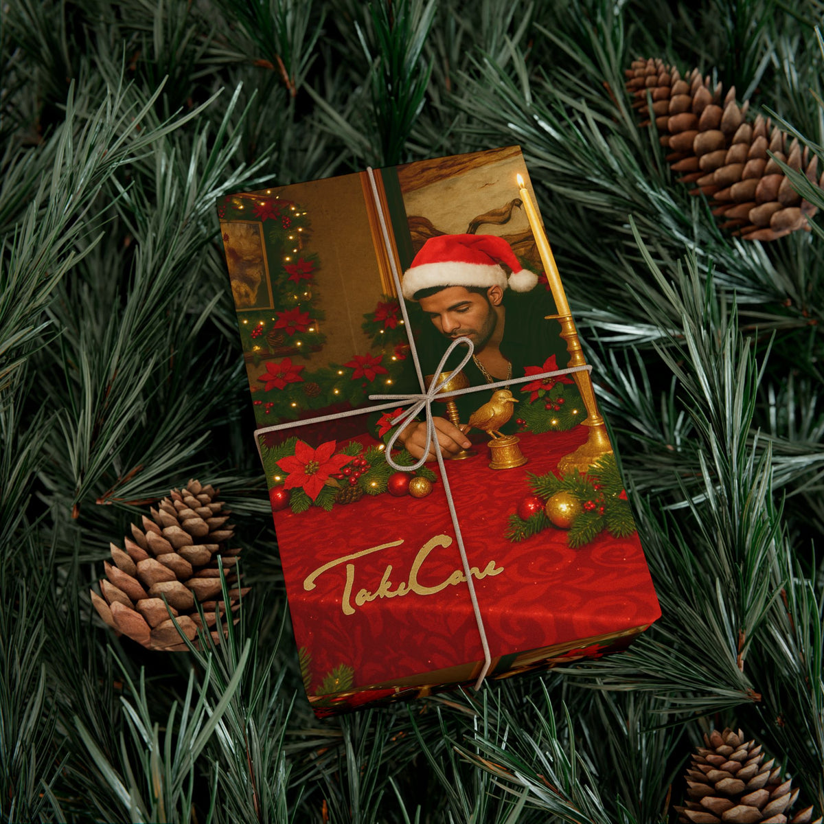 Drake Take Care Design Christmas Wrapping Paper,Holiday Gift Wrap, Festive Present Wrap, Unique Gift Paper, Fun Xmas Wrap