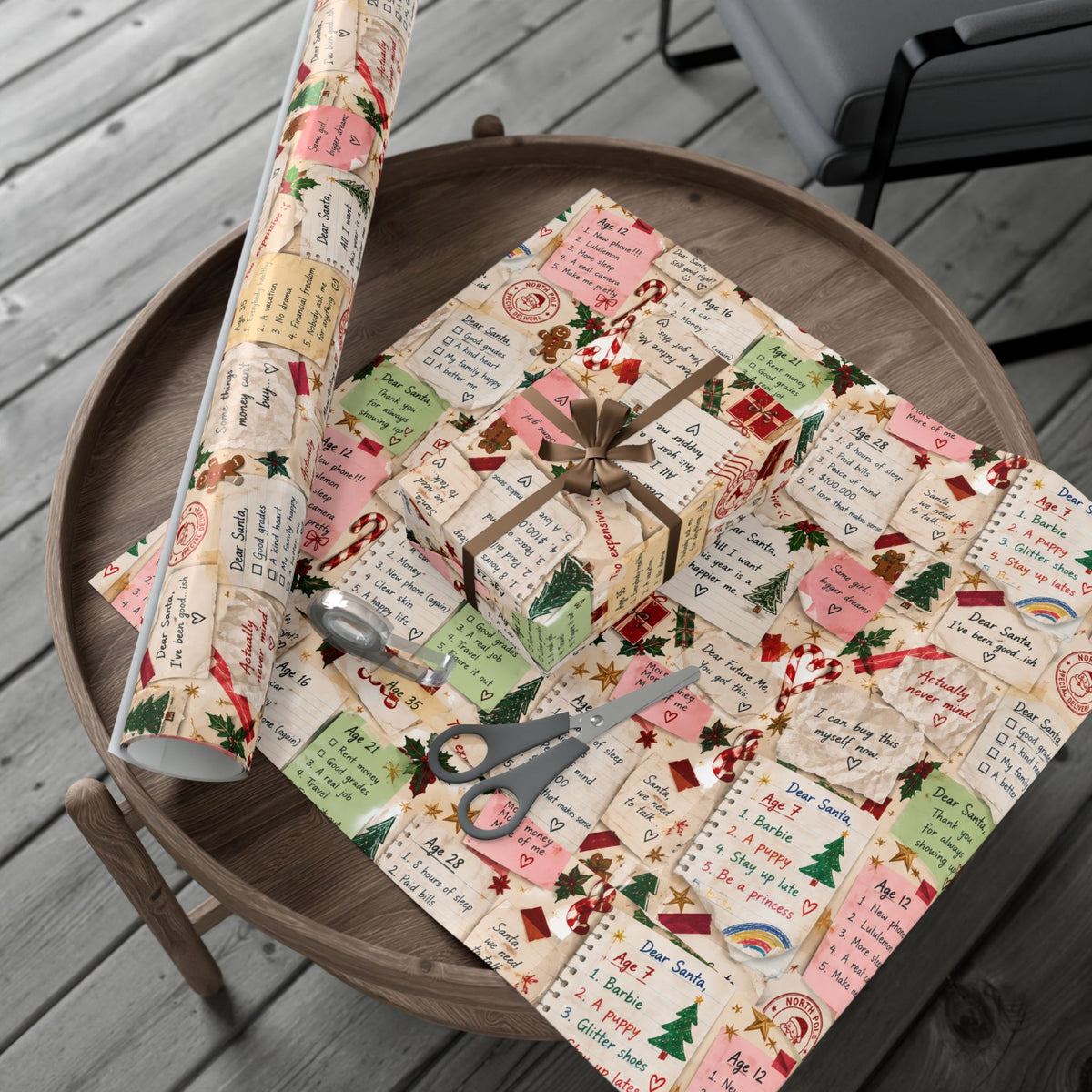 Dear Santa: Unsent Drafts Christmas Wrapping Paper – Funny Nostalgic Holiday Gift Wrap