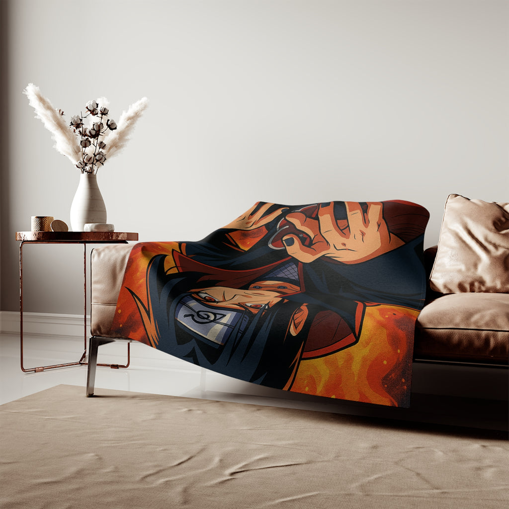 Anime Akatsuki Sasuke Sweatshirt Blanket | Anime Fire Scene