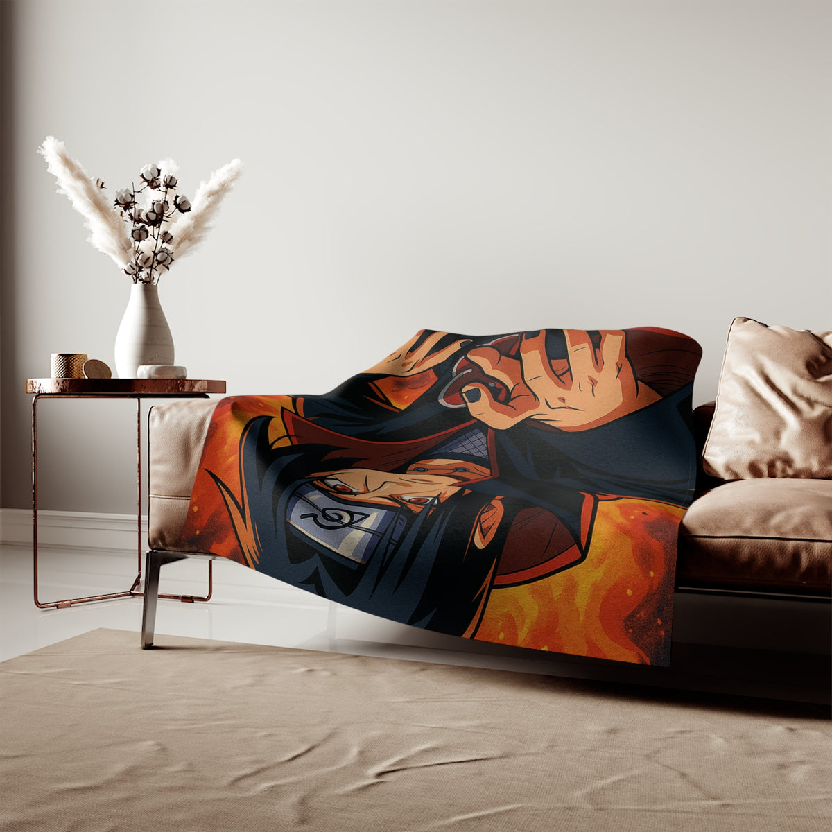 Anime Akatsuki Sasuke Sweatshirt Blanket | Anime Fire Scene
