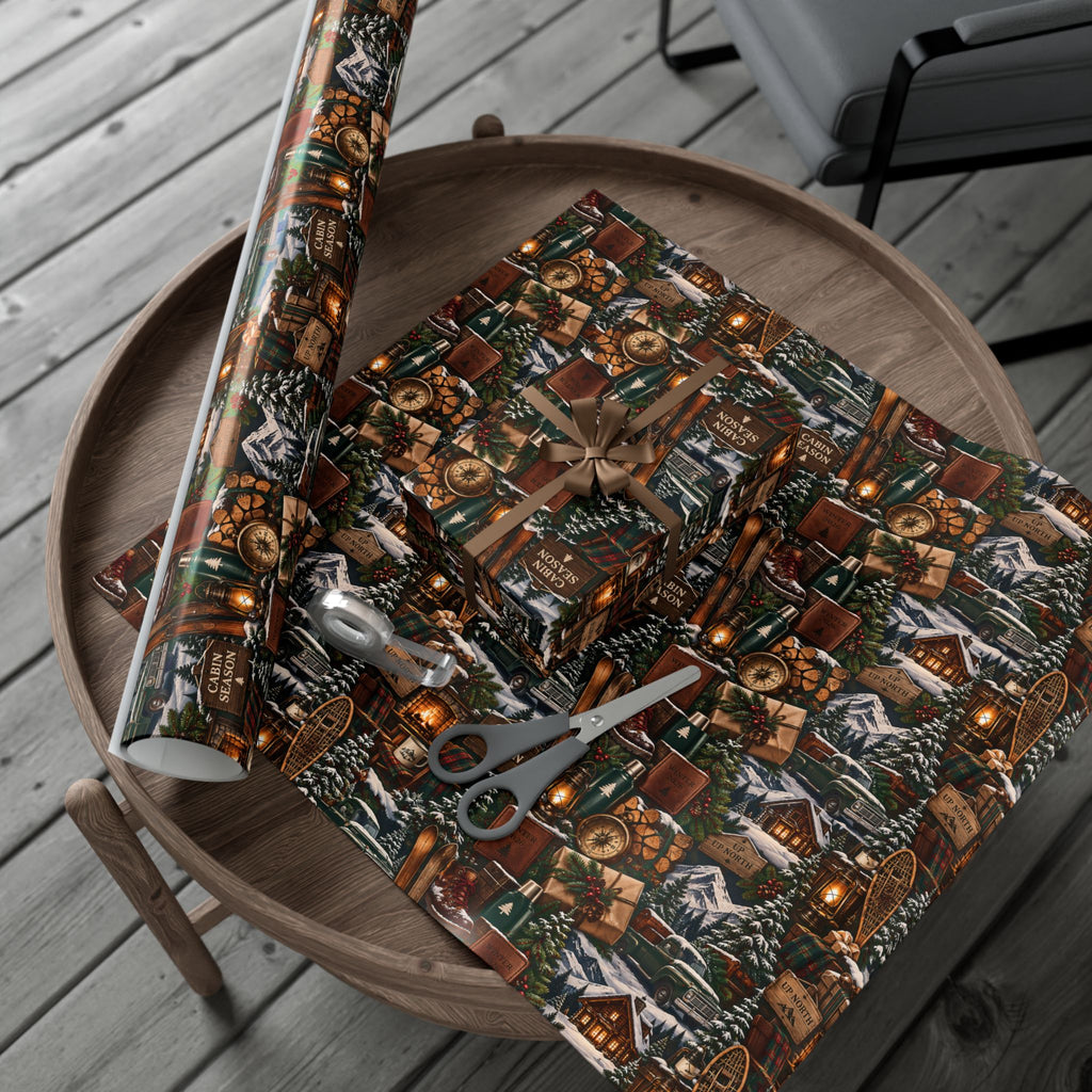 Cabin Season Christmas Wrapping Paper – Rustic Mountain Lodge & Winter Holiday Gift Wrap