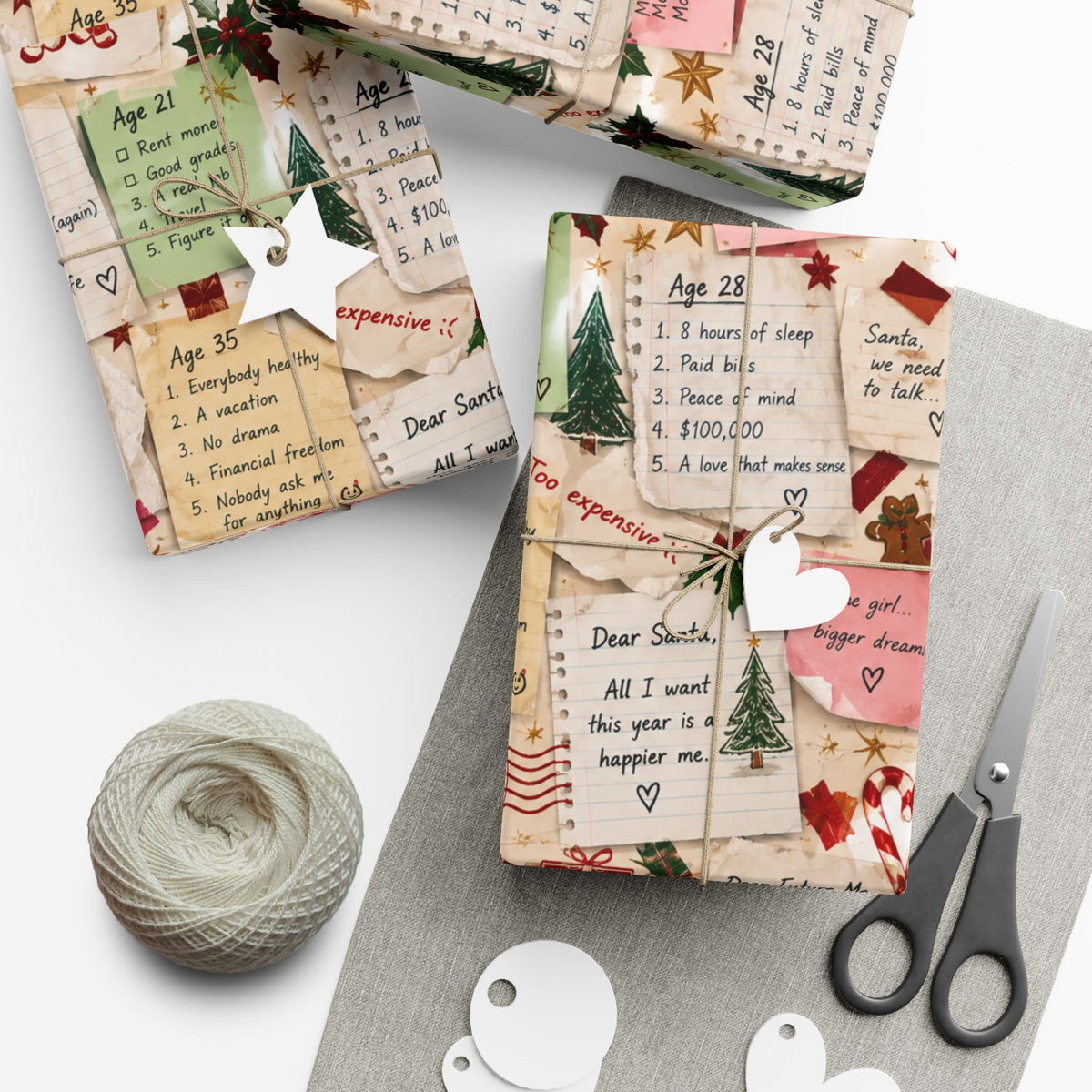 Dear Santa: Unsent Drafts Christmas Wrapping Paper – Funny Nostalgic Holiday Gift Wrap