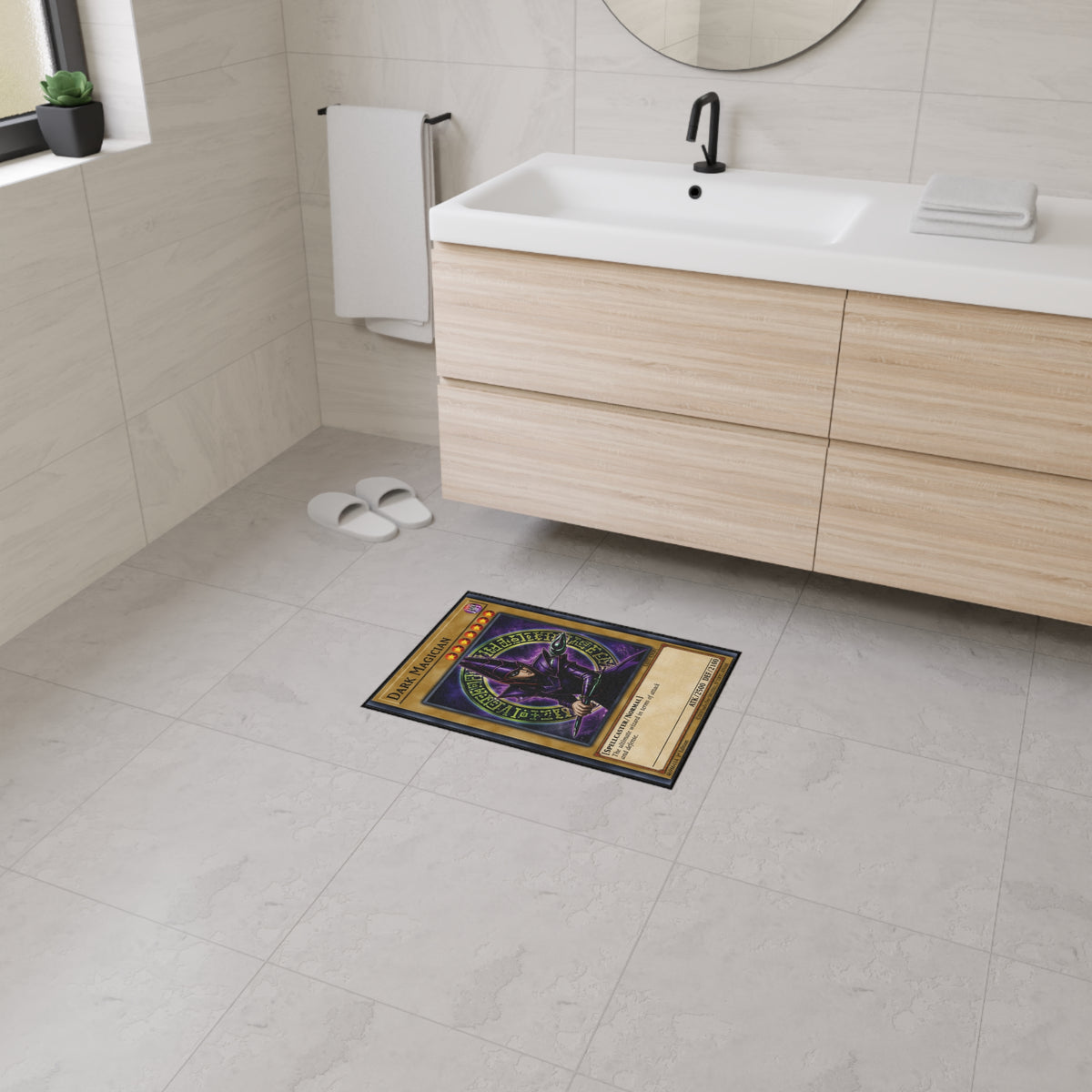 Dark Magician trading card floor mat | game room playmat, anime card art