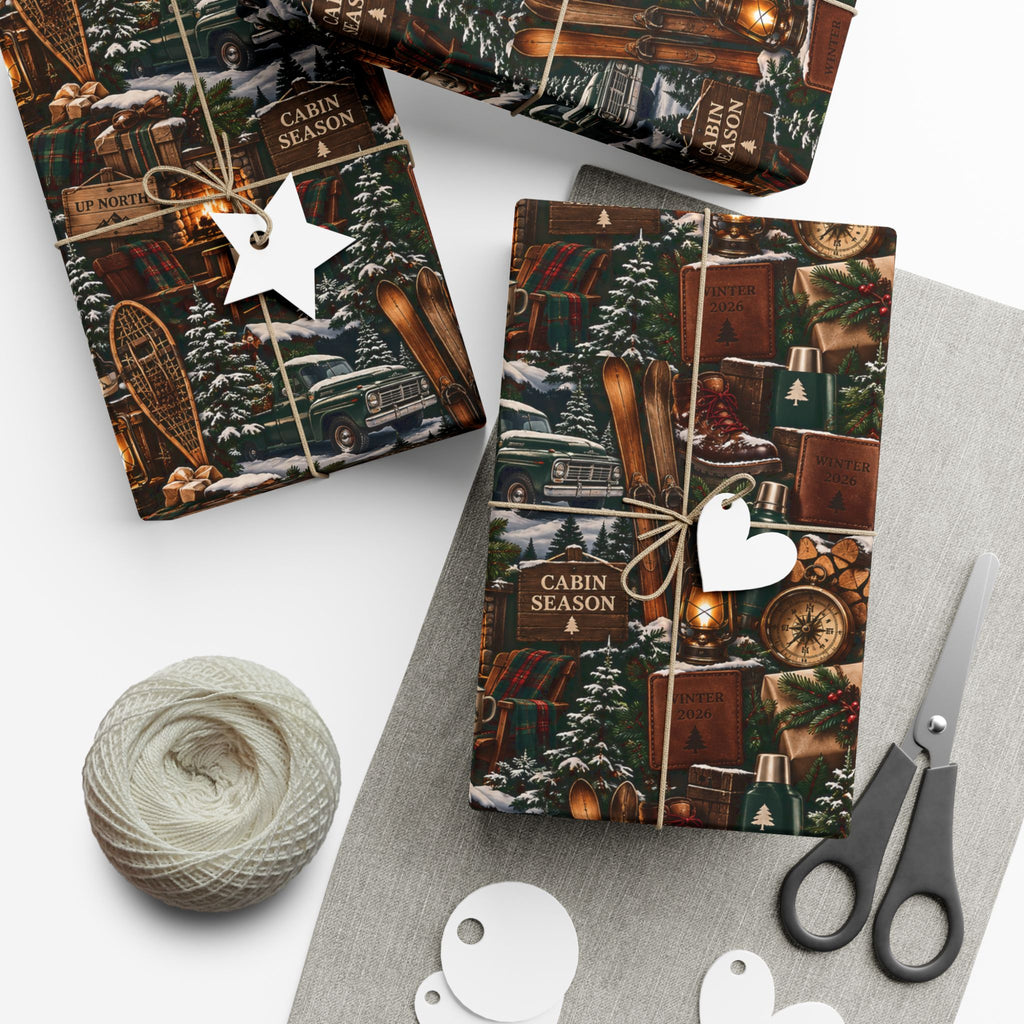 Cabin Season Christmas Wrapping Paper – Rustic Mountain Lodge & Winter Holiday Gift Wrap