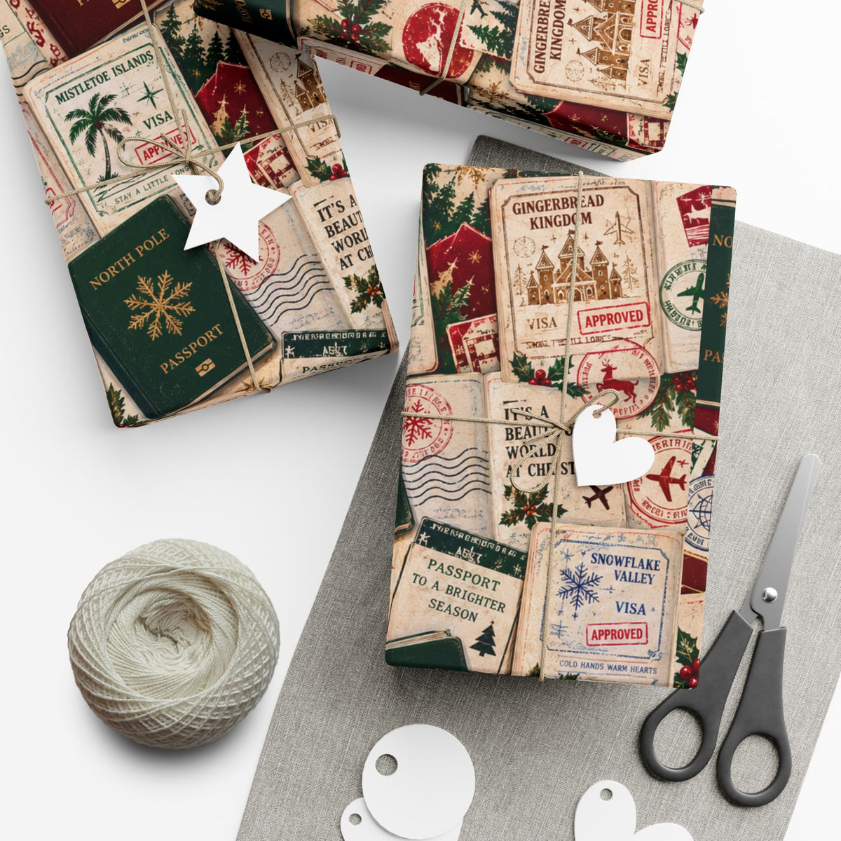 Christmas Passport Wrapping Paper – North Pole Holiday Travel Gift Wrap