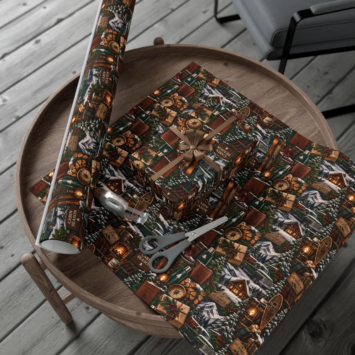 Cabin Season Christmas Wrapping Paper – Rustic Mountain Lodge & Winter Holiday Gift Wrap