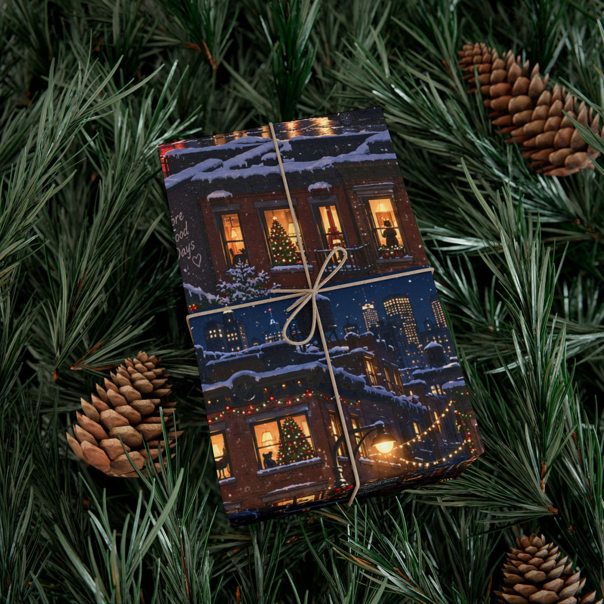 Christmas After Dark Wrapping Paper – Snowy City Christmas Eve Holiday Gift Wrap