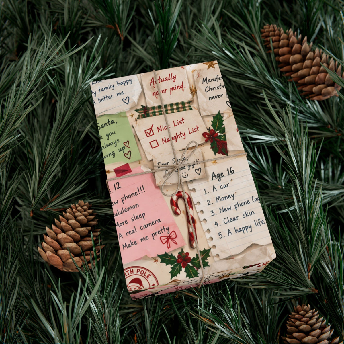 Dear Santa: Unsent Drafts Christmas Wrapping Paper – Funny Nostalgic Holiday Gift Wrap