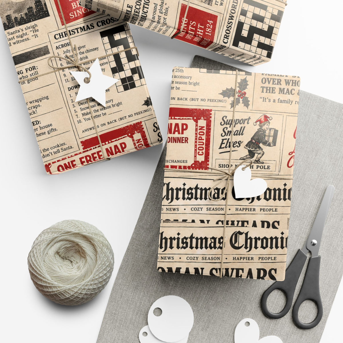 Christmas Classifieds Wrapping Paper – Funny Vintage Newspaper Holiday Gift Wrap