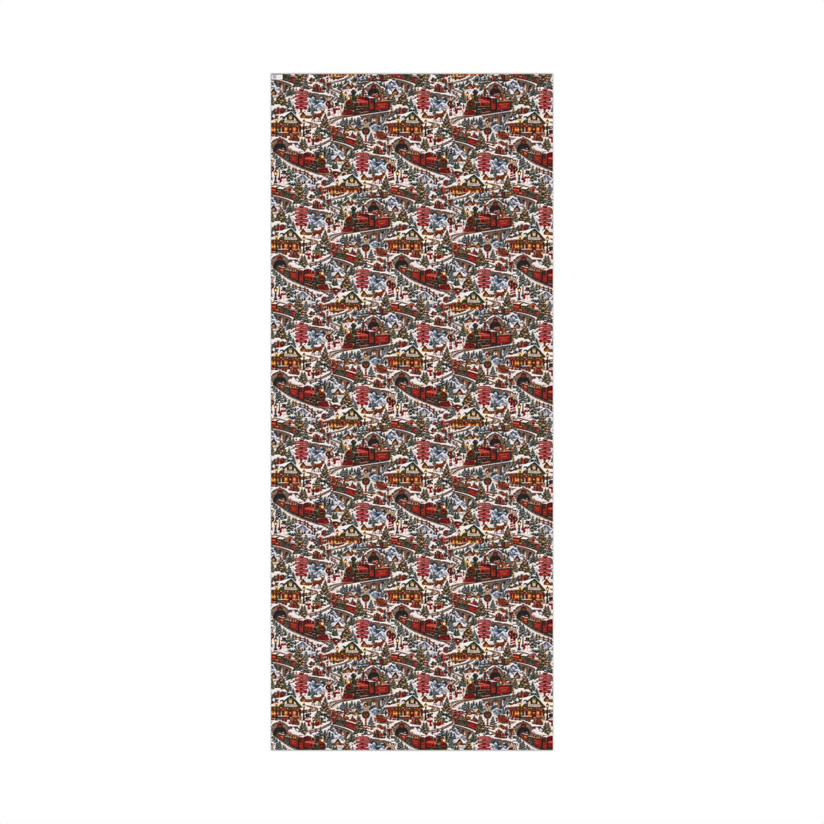 North Pole Express Wrapping Paper – Christmas Train, Reindeer & Snowy Village Holiday Gift Wrap