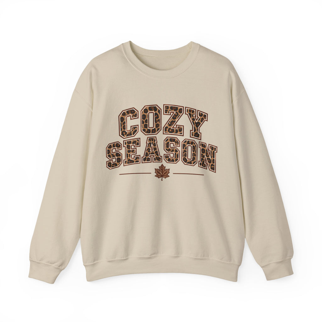 Cozy Season Sweatshirt — Leopard Print "Cozy Season" Fall Crewneck